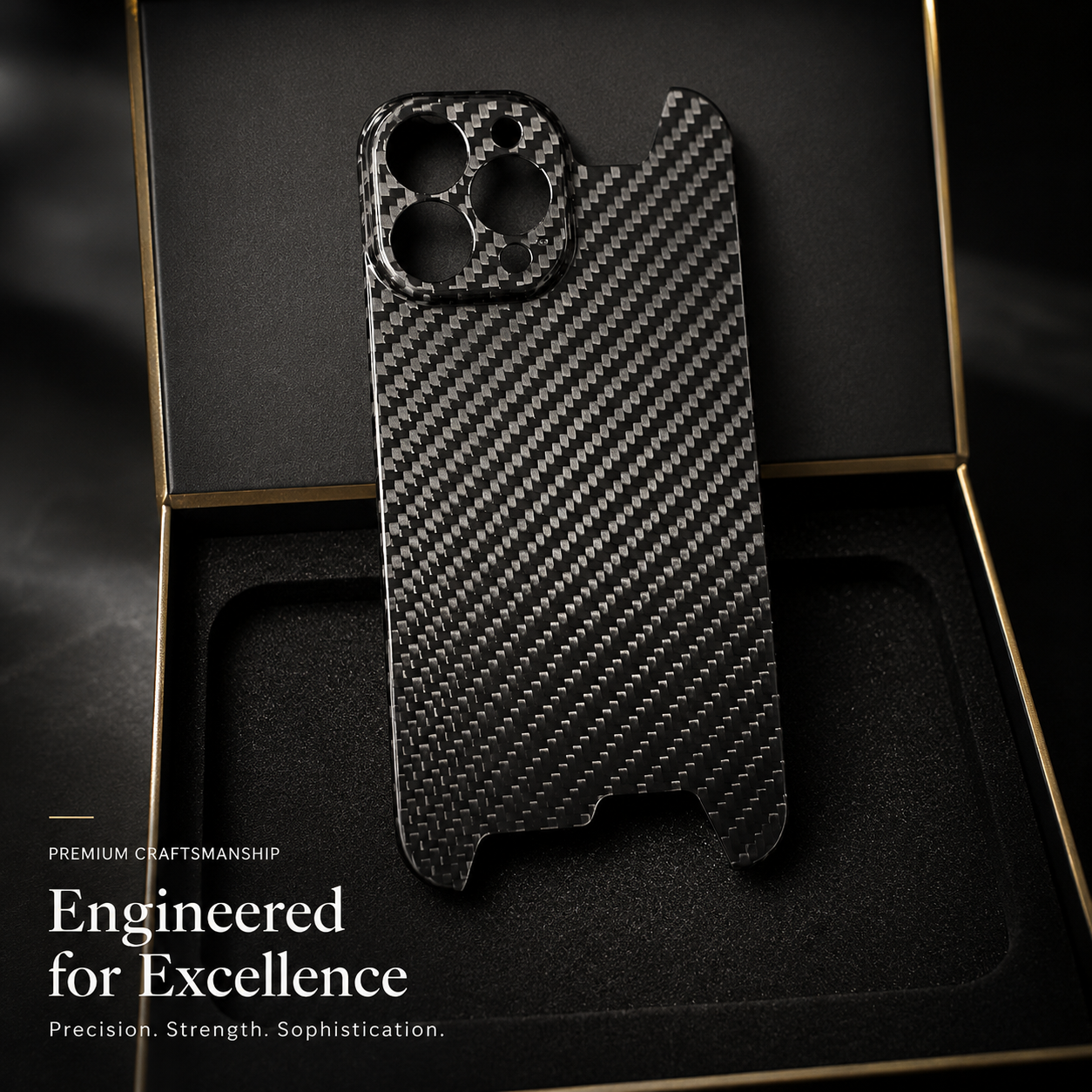 Premium iPhone Case Real Glossy Forged Carbon Fiber Ultra Thin Lightweight Slim Half Wrapped Protective Cover