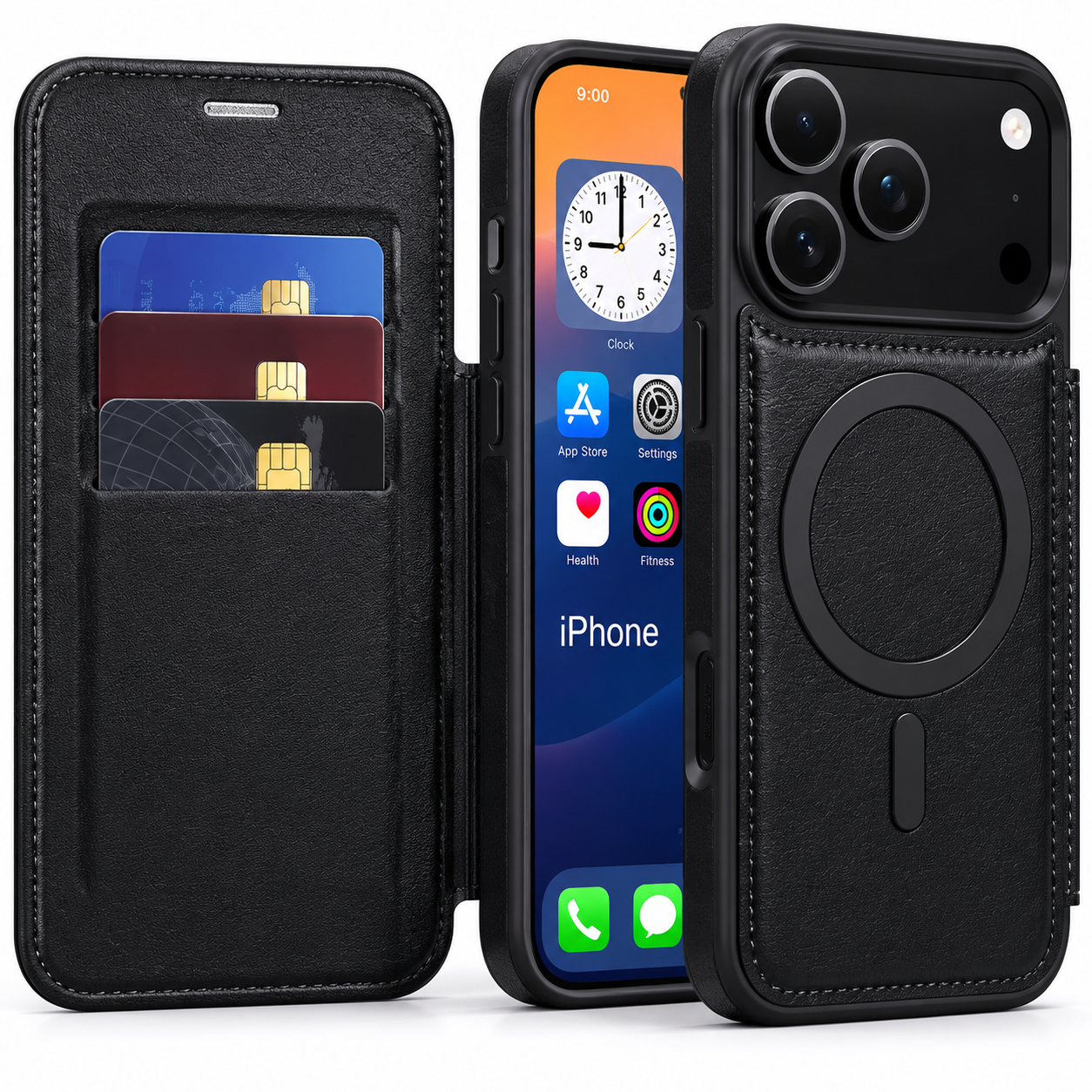 Premium iPhone Case Retro Flip Leather Wallet Cover Magnetic Charging Card Holder Shockproof Protective Full Coverage