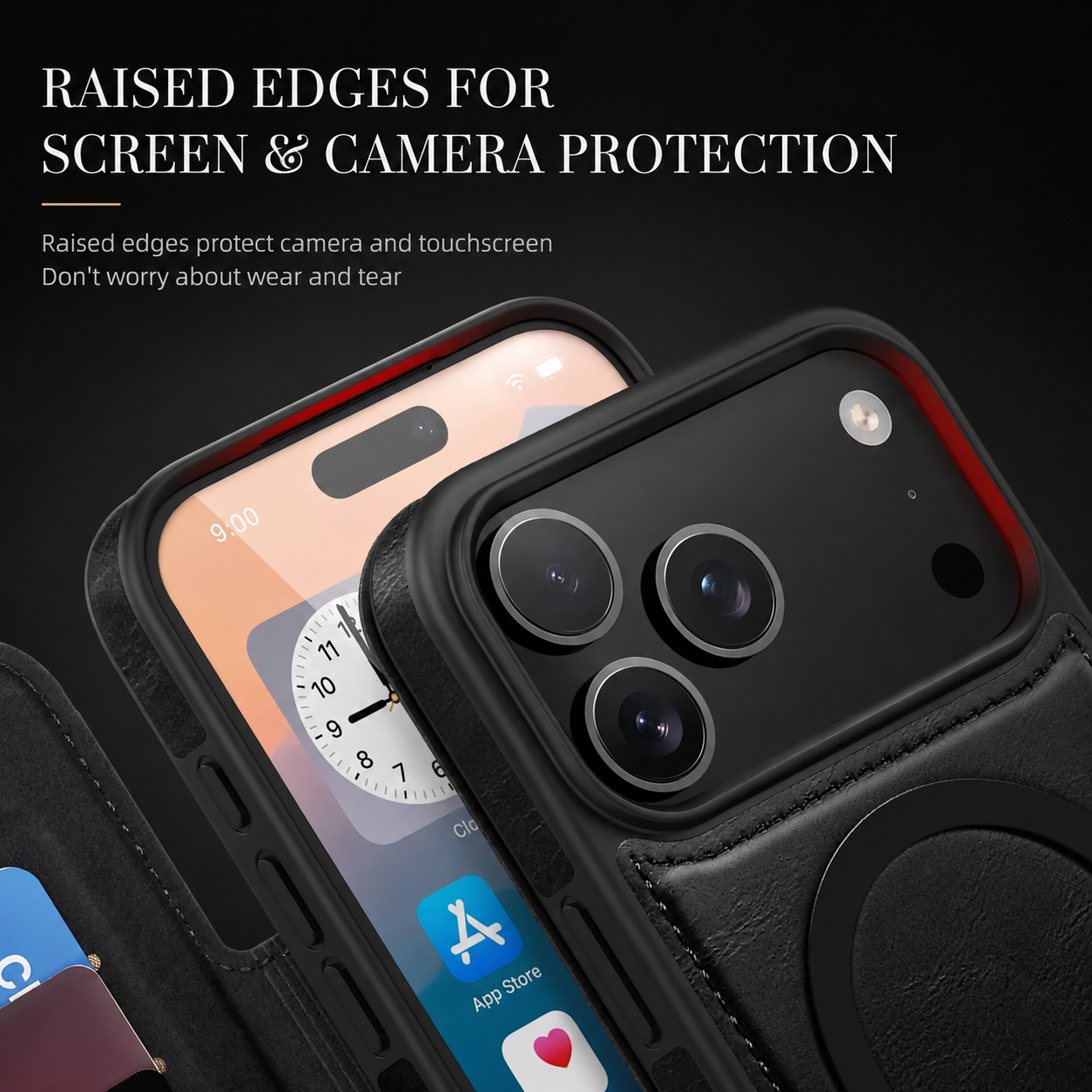 Premium iPhone Case Retro Flip Leather Wallet Cover Magnetic Charging Card Holder Shockproof Protective Full Coverage