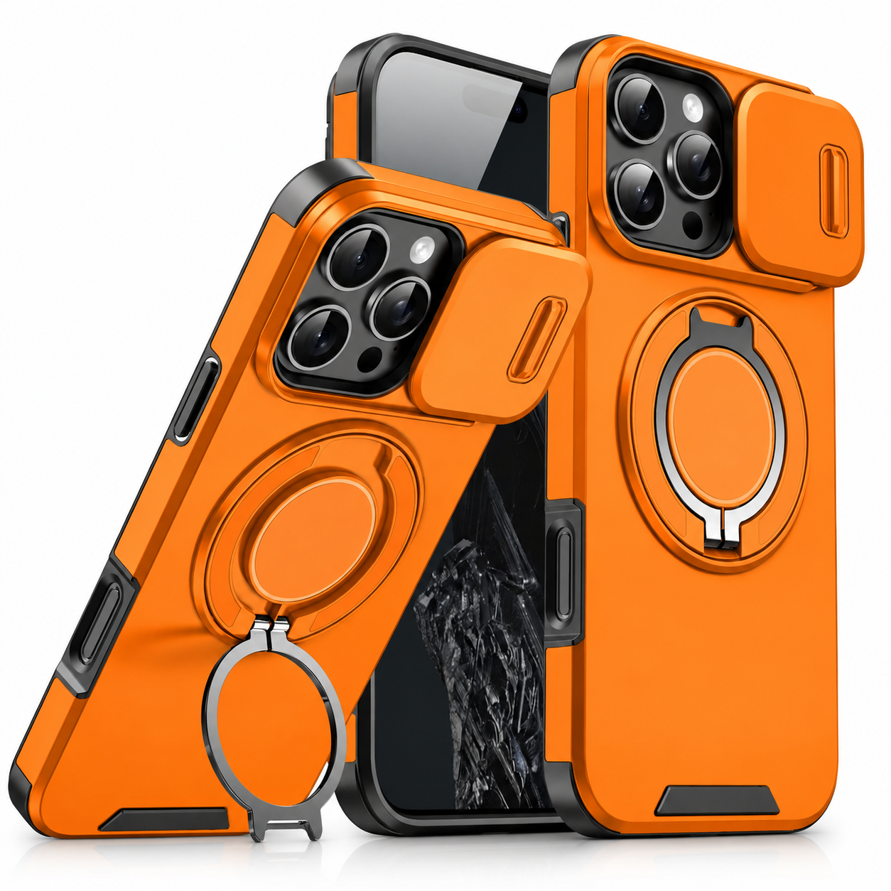 Premium iPhone Case Rugged Magnetic Armor Protective Cover Slide Camera Protection Shockproof PC TPU Anti Fingerprint Full Coverage