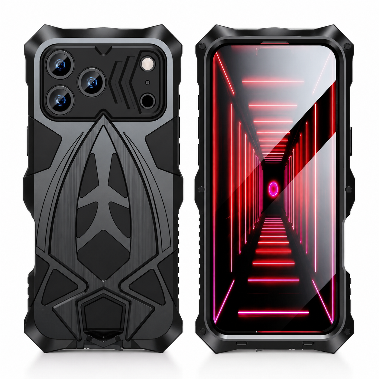 Premium iPhone Case Rugged Metal Frame Armor Cover Shockproof Impact Resistant Anti Scratch Dustproof Full Edge Protection
