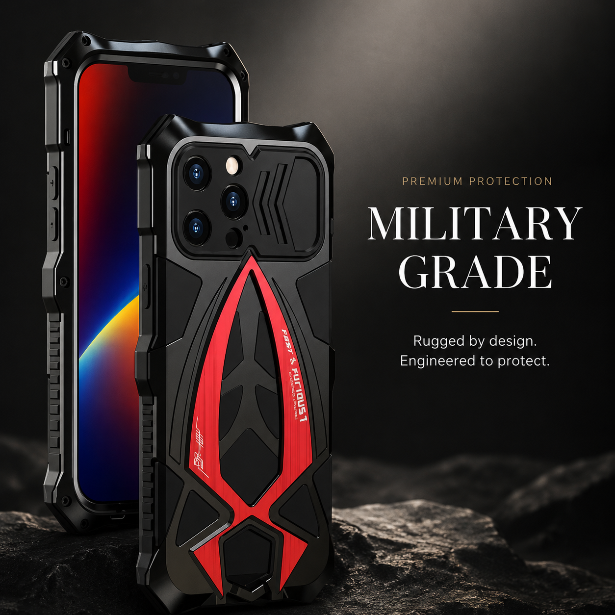 Premium iPhone Case Rugged Metal Frame Armor Cover Shockproof Impact Resistant Anti Scratch Dustproof Full Edge Protection