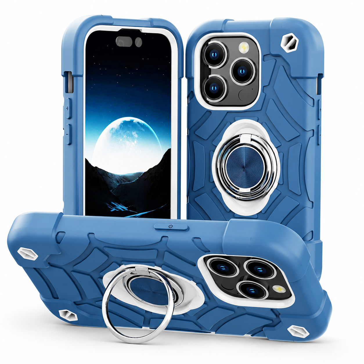Premium iPhone Case Rugged Military Grade Protective Cover Dual Layer Shockproof Armor Ring Holder Full Protection