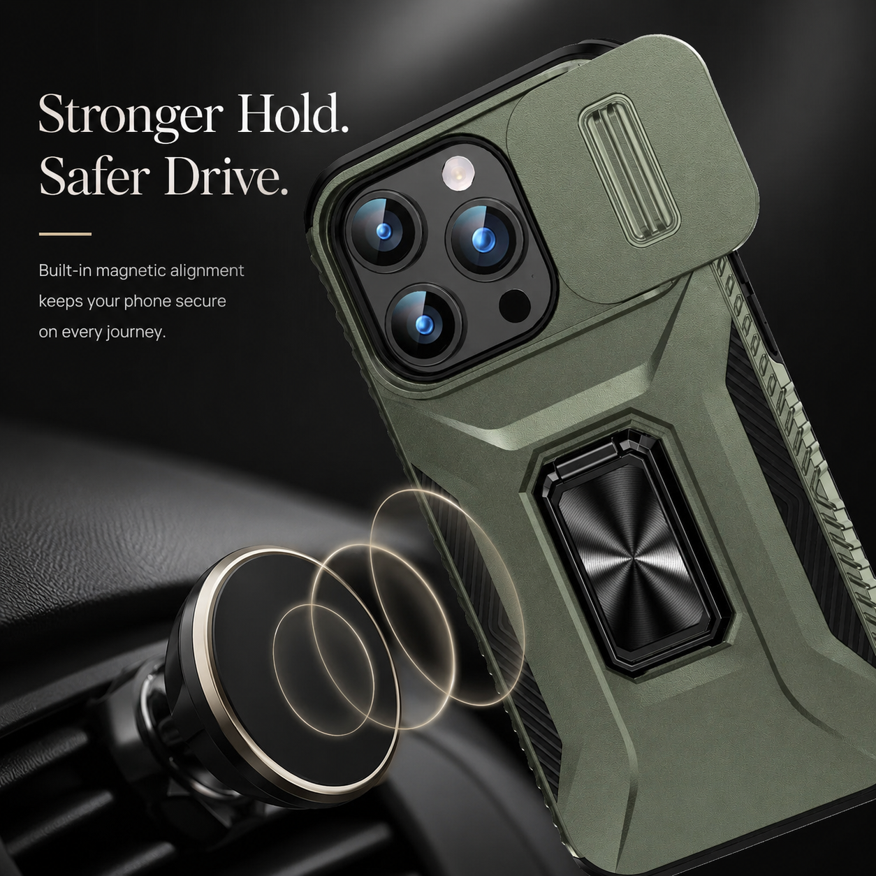 Premium iPhone Case Shockproof Protective Cover Sliding Camera Lens Guard Rotary Stand Anti Slip Full Protection