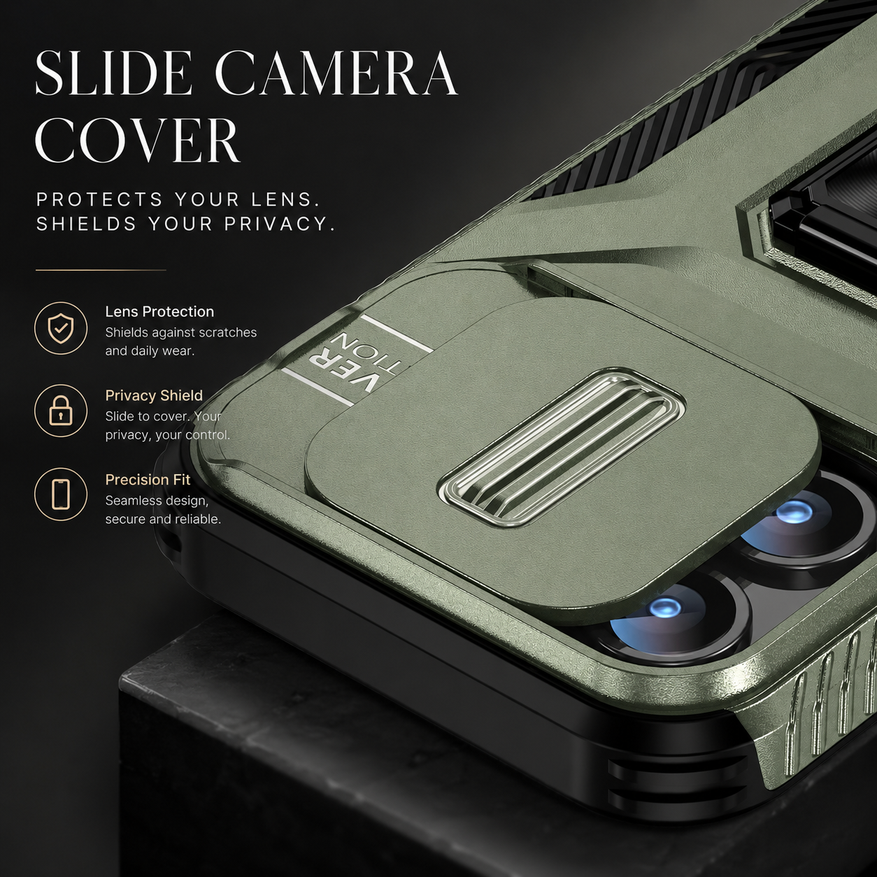 Premium iPhone Case Shockproof Protective Cover Sliding Camera Lens Guard Rotary Stand Anti Slip Full Protection