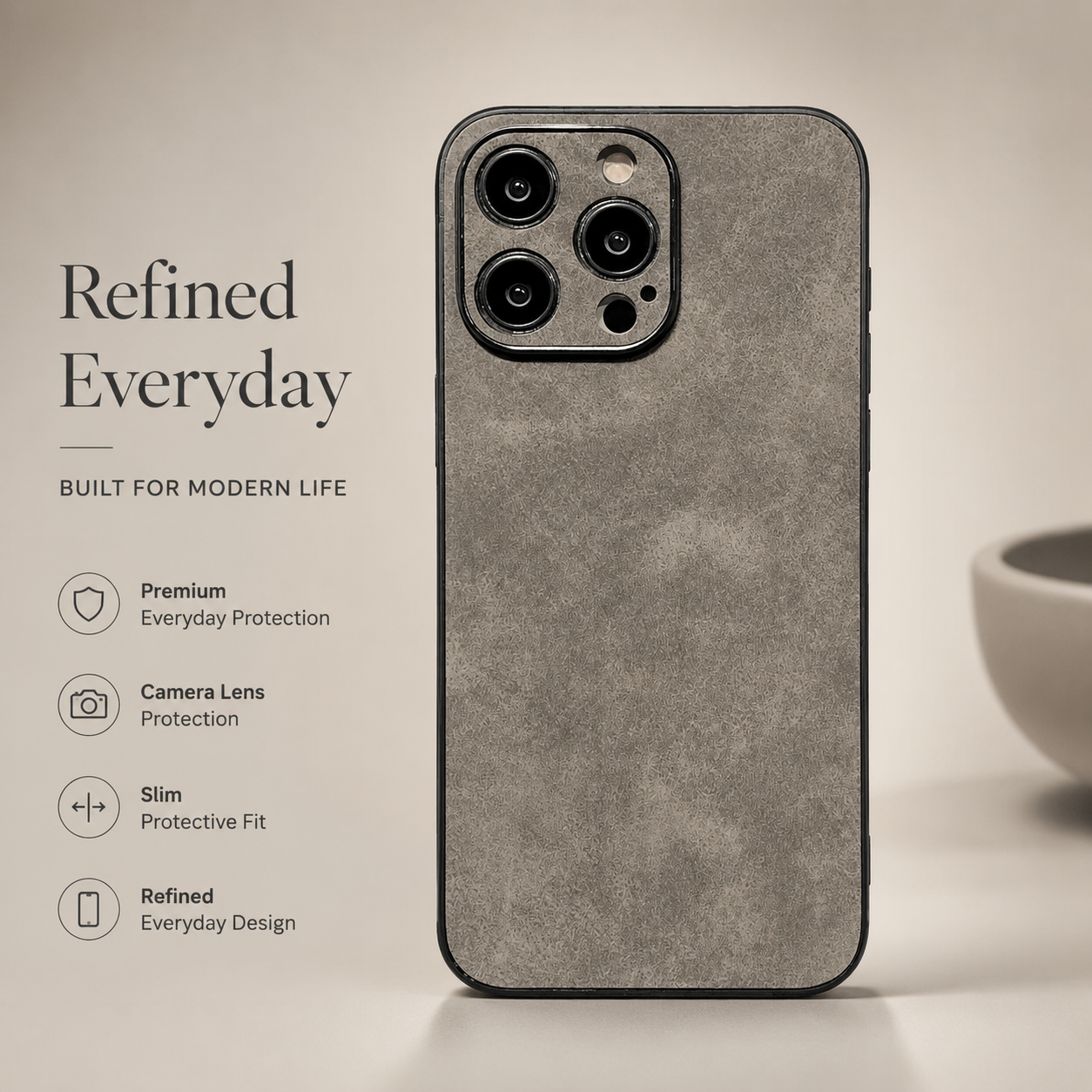 Premium iPhone Case Suede Leather Electroplated Cover Ultra Thin Shockproof Non Slip Camera Protection Full Coverage