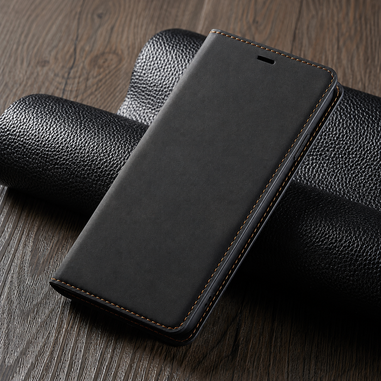 Premium iPhone Case Suede Leather Wallet Flip Cover Card Holder Magnetic Closure Full Body Protection