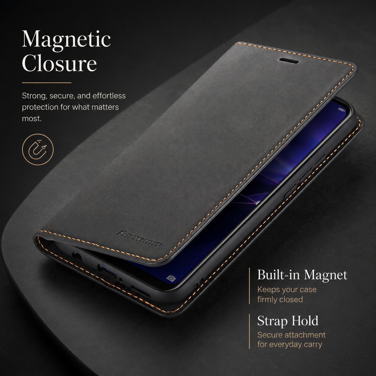 Premium iPhone Case Suede Leather Wallet Flip Cover Card Holder Magnetic Closure Full Body Protection