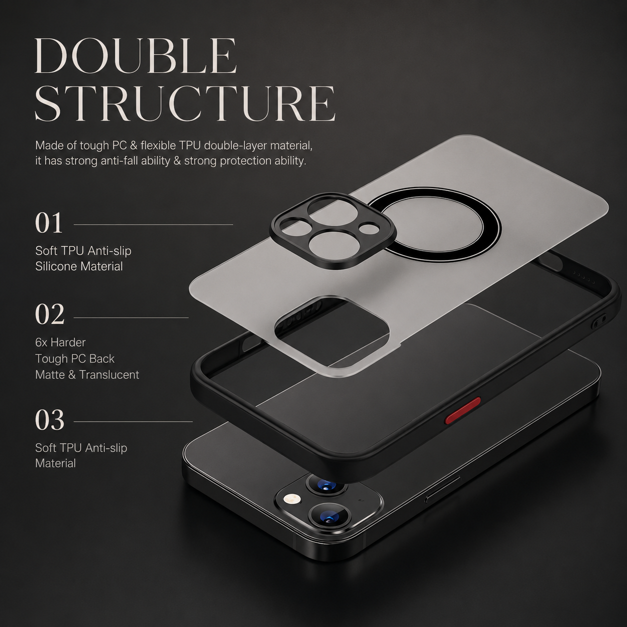 Premium iPhone Case Translucent Magnetic Armor Cover MagSafe Compatible Shockproof Matte Protective PC TPU Full Coverage Case