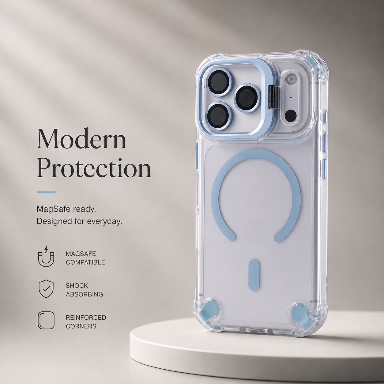 Premium iPhone Case Transparent Magnetic Shockproof Cover Glass Lens Protector Stand Holder Full Coverage Protective Case