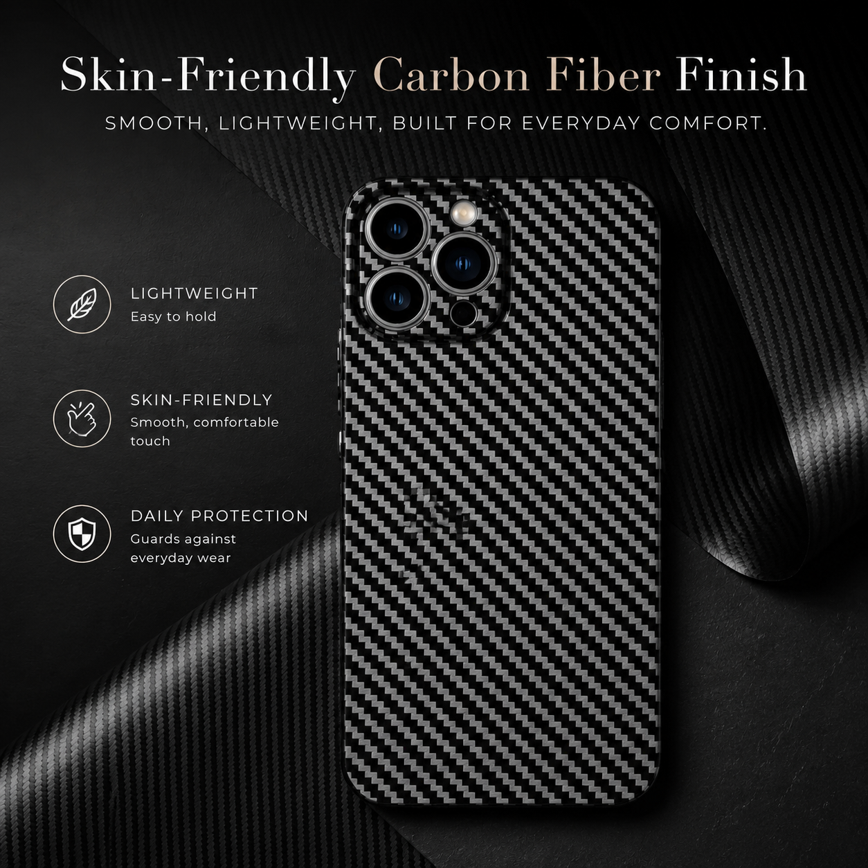 Premium iPhone Case Ultra Thin Carbon Fiber Matte Cover 0.2mm Lightweight Scratch Resistant Design