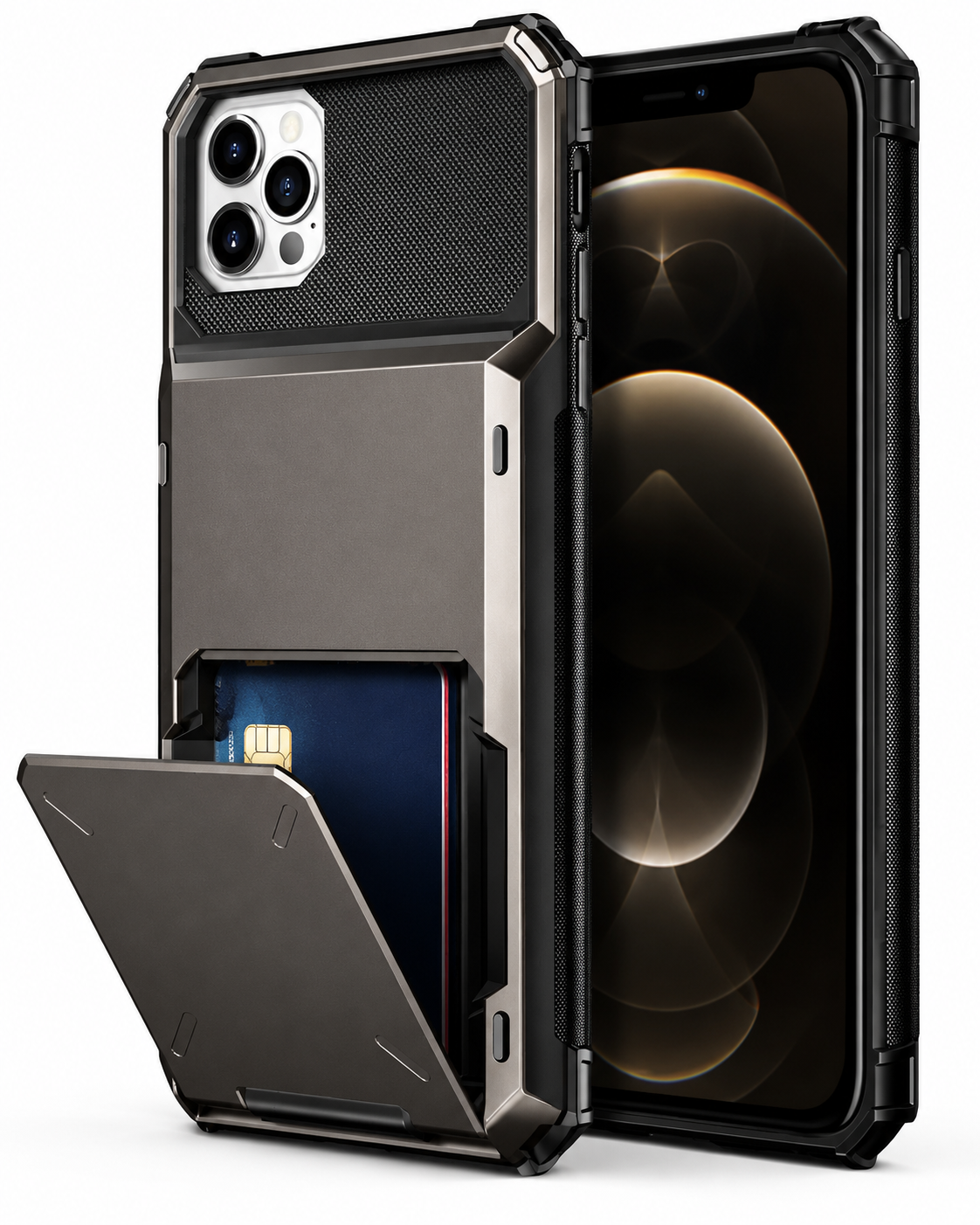 Premium iPhone Case Wallet Card Holder Hidden Flip Door 5 Card Slot Shockproof Protective Cover Scratch Resistant Dual Layer Full Coverage