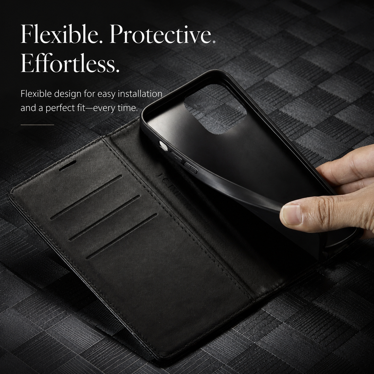 Premium iPhone Case Wallet MagSafe Compatible Carbon Fiber Leather Flip Cover Shockproof Card Holder Stand Function Camera Lens Protection Slim Design