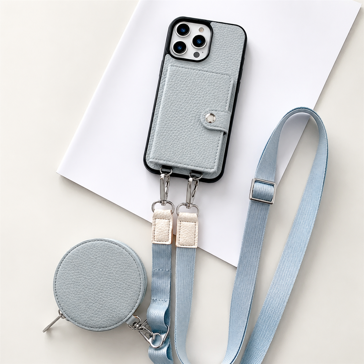 Premium iPhone Case Wallet MagSafe Compatible Crossbody PU Leather Cover Card Slots Zipper Coin Purse Shockproof Protection