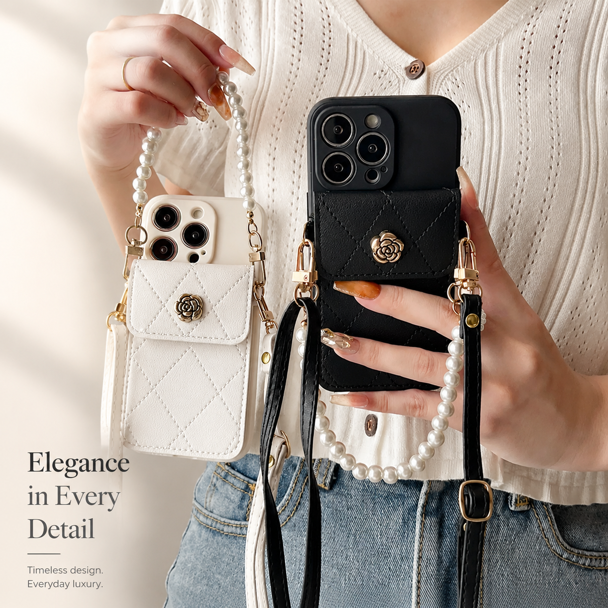Premium iPhone Case Wallet MagSafe Compatible Crossbody Strap Cover Card Holder Slim Protection