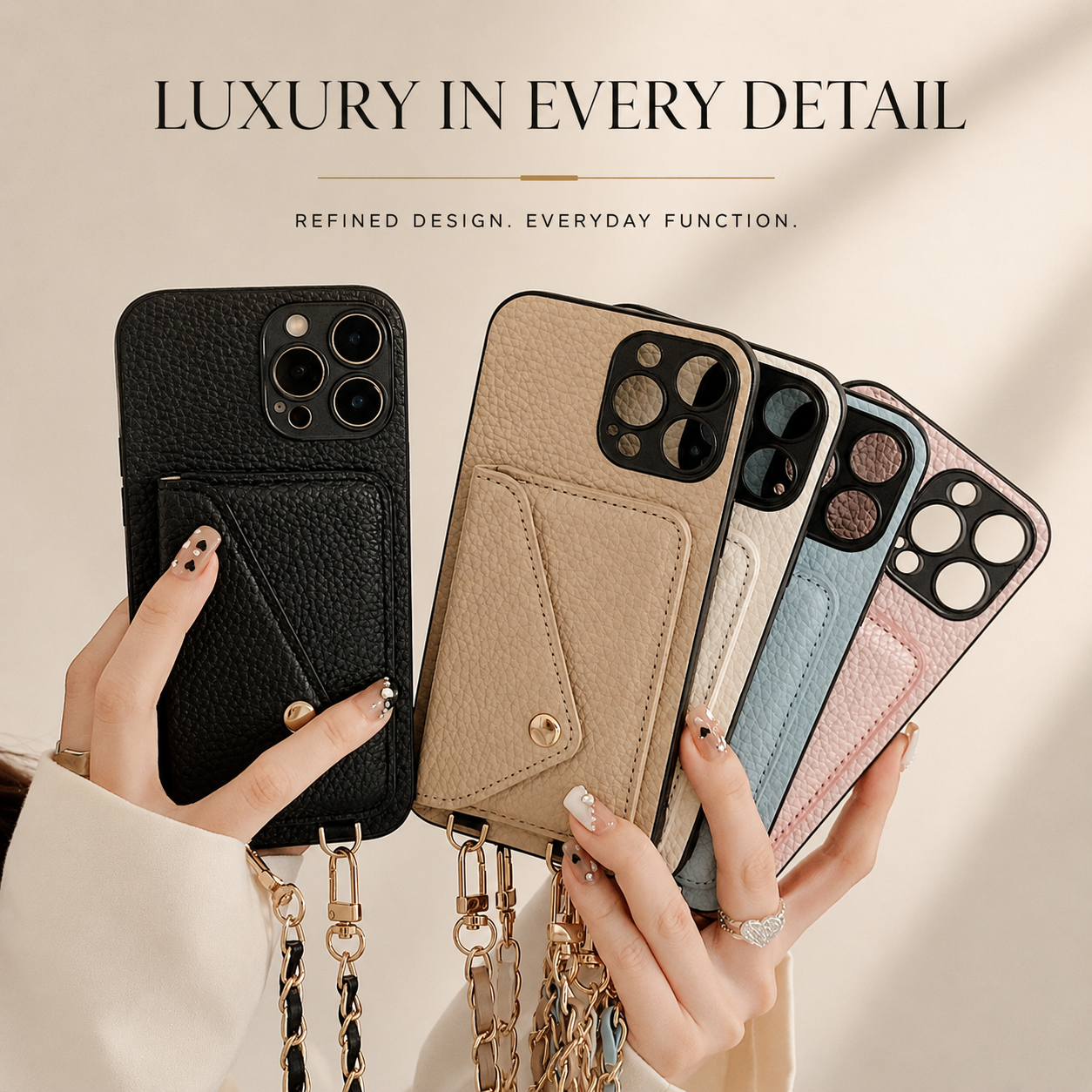 Premium iPhone Case Wallet MagSafe Compatible Crossbody Strap Leather Cover Card Holder Protection