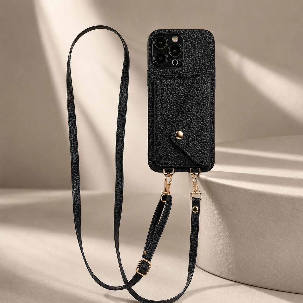Premium iPhone Case Wallet MagSafe Compatible Crossbody Strap Leather Cover Card Holder Protection