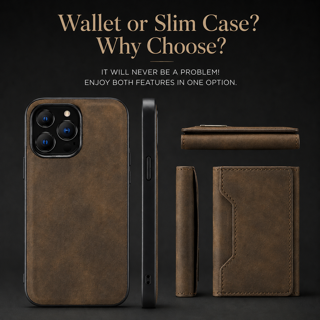 Premium iPhone Case Wallet MagSafe Compatible Detachable Leather Flip Cover Card Holder Protection