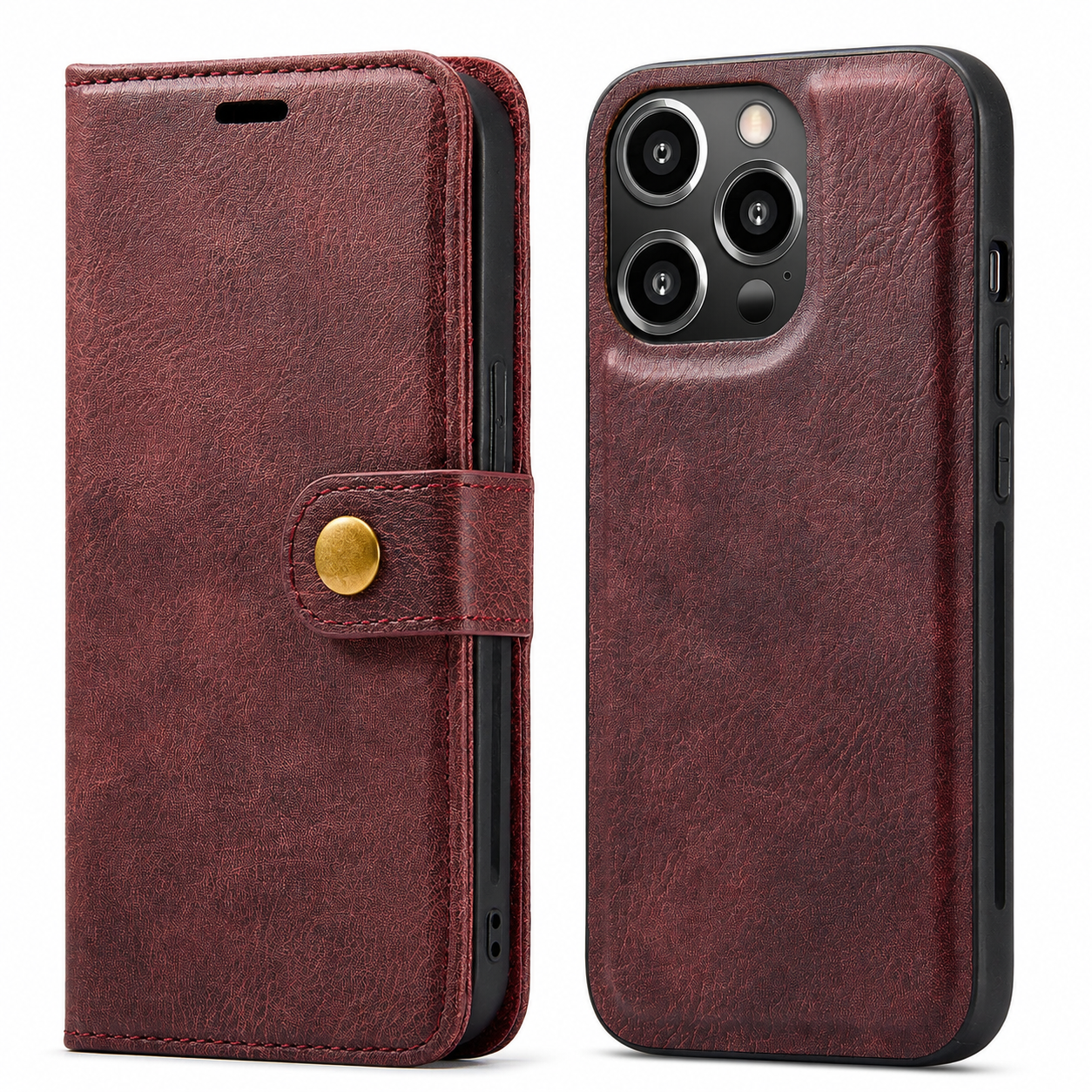 Premium iPhone Case Wallet MagSafe Compatible Detachable Magnetic Leather Cover Card Holder Protection