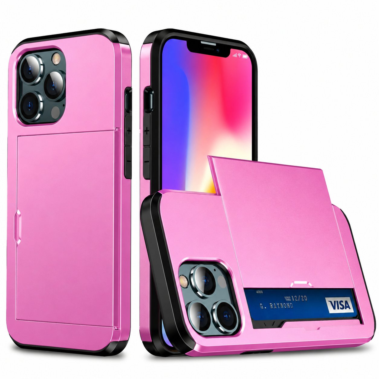 Premium iPhone Case Wallet MagSafe Compatible Dual Layer Slider Card Holder Cover Shockproof Protection