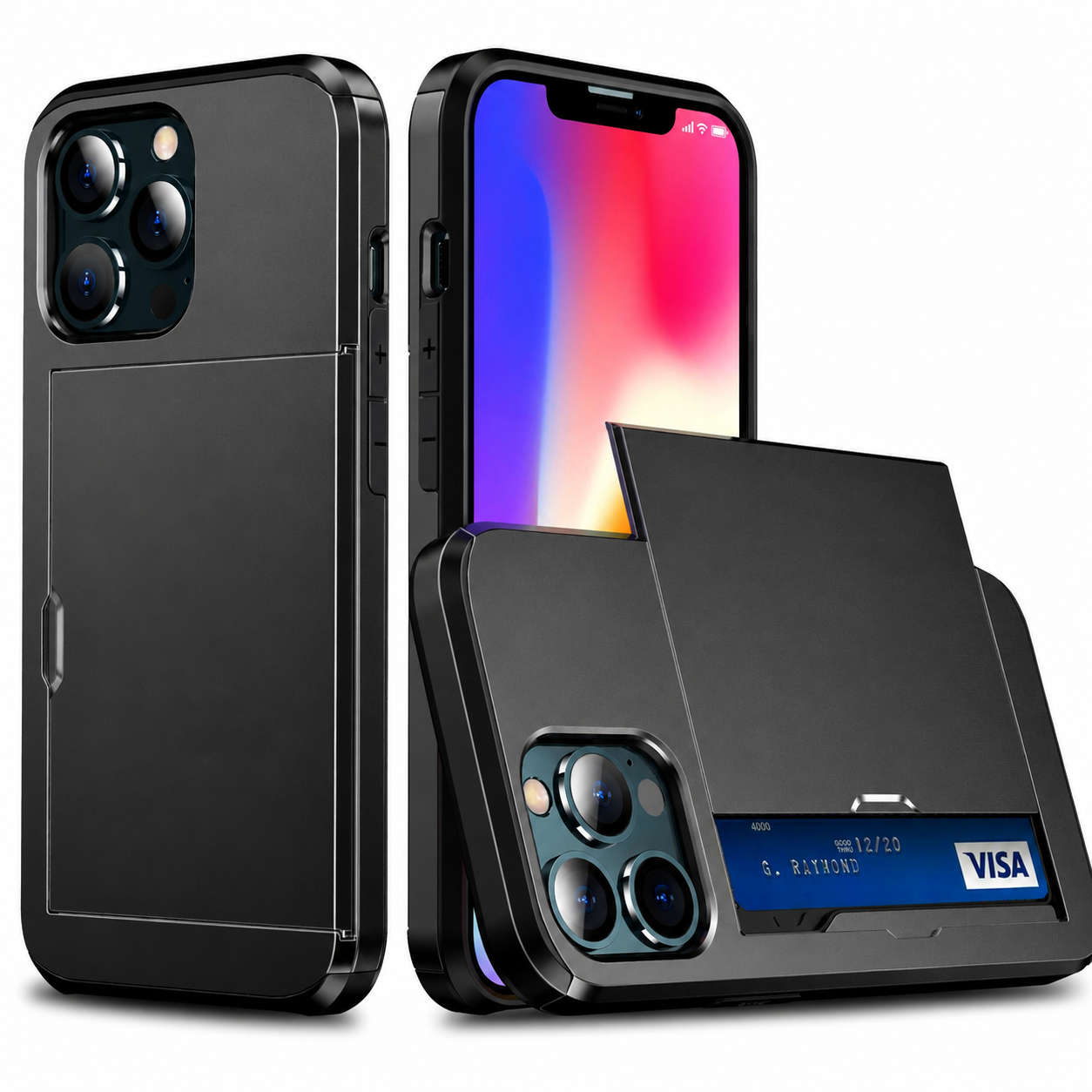 Premium iPhone Case Wallet MagSafe Compatible Dual Layer Slider Card Holder Cover Shockproof Protection