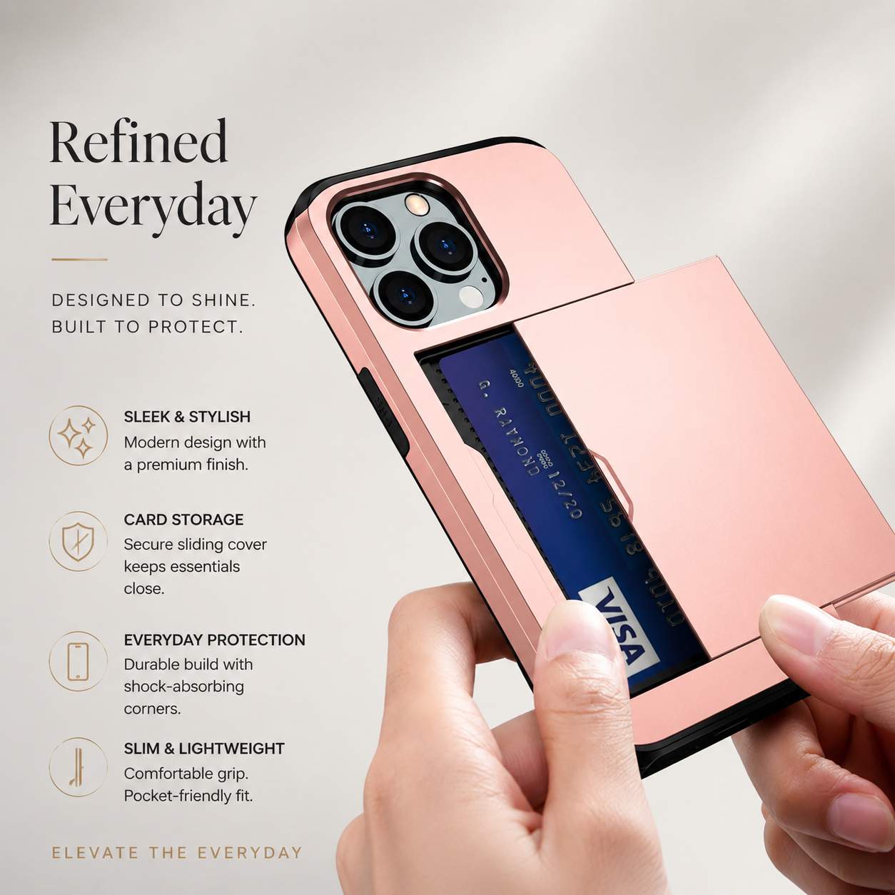 Premium iPhone Case Wallet MagSafe Compatible Dual Layer Slider Card Holder Cover Shockproof Protection