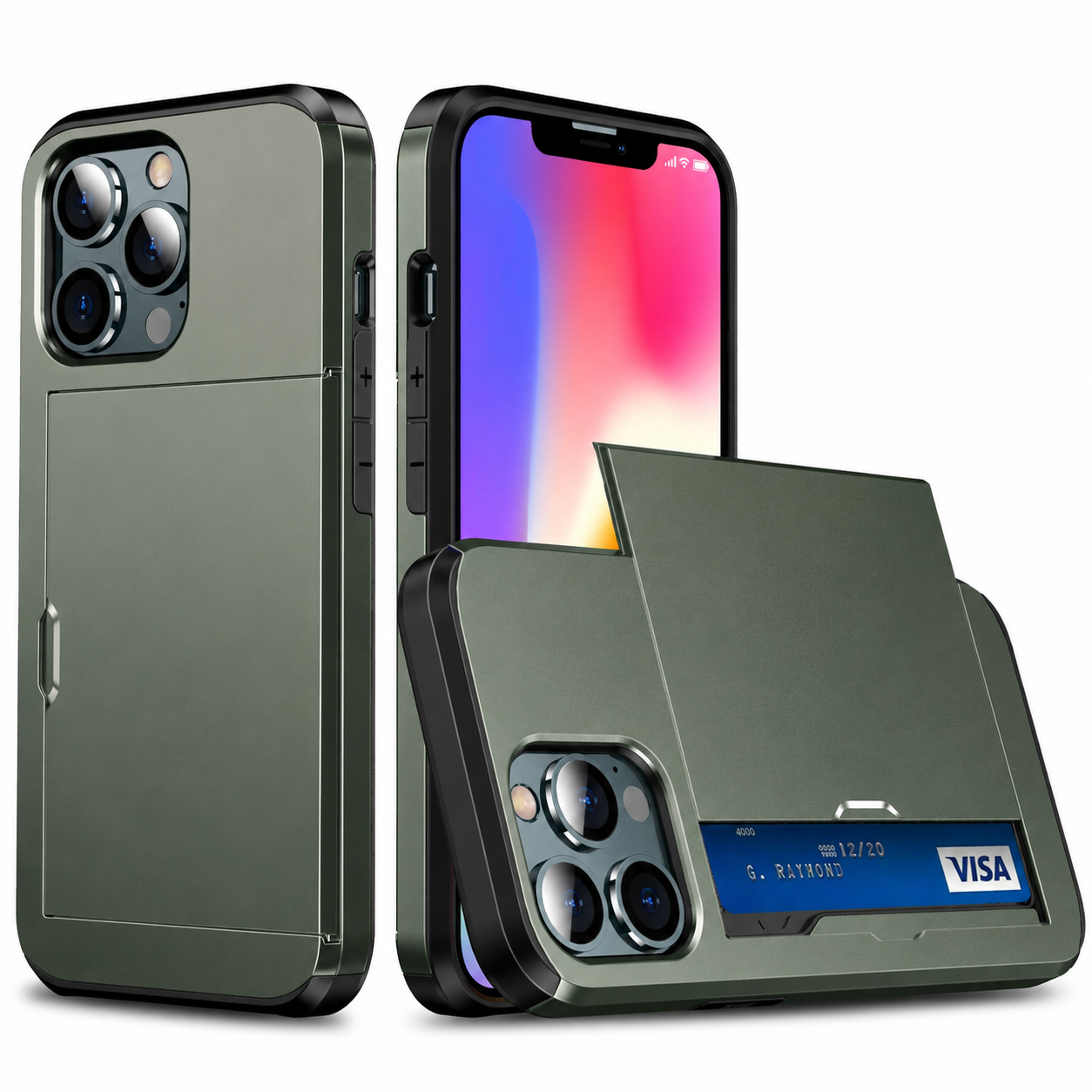 Premium iPhone Case Wallet MagSafe Compatible Dual Layer Slider Card Holder Cover Shockproof Protection