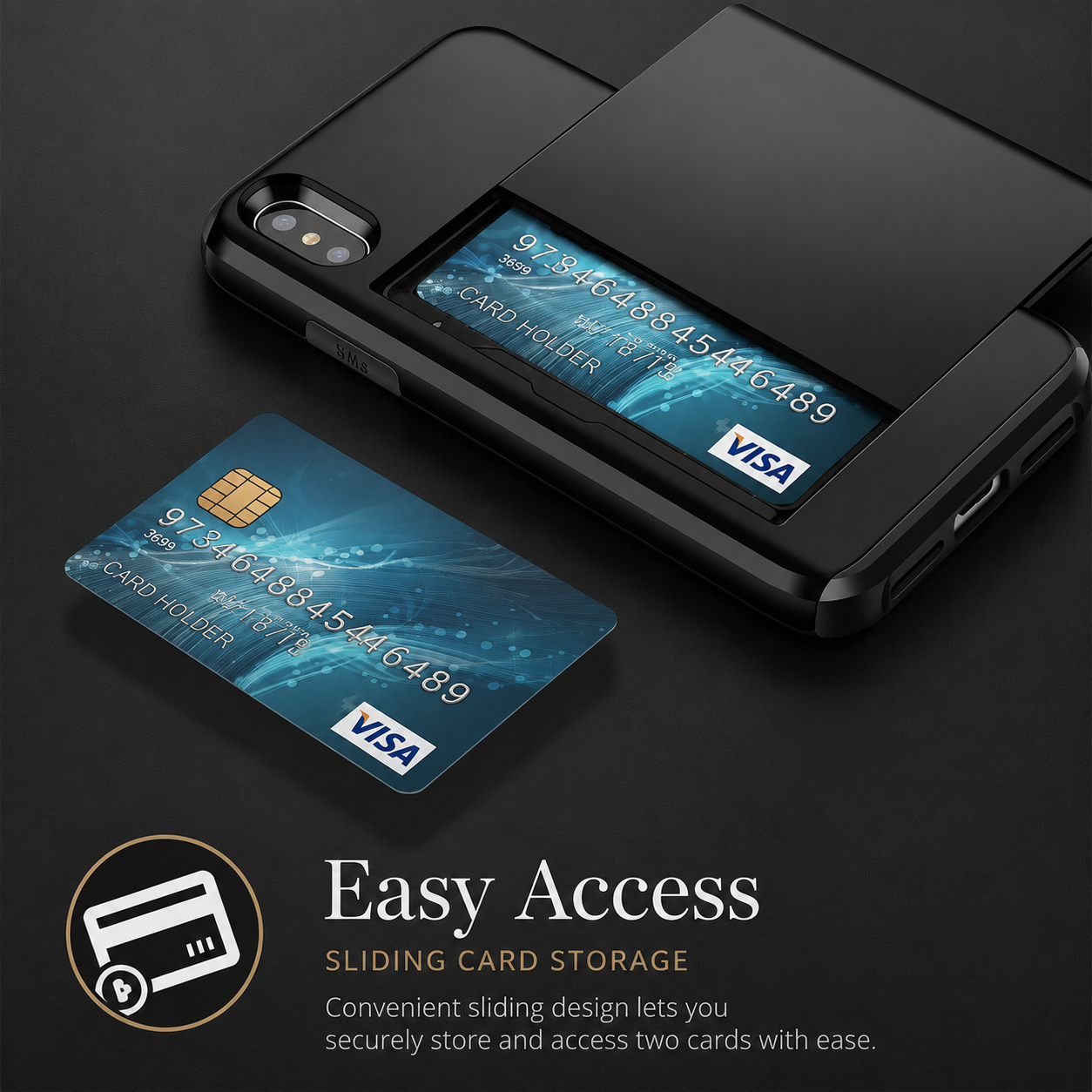 Premium iPhone Case Wallet MagSafe Compatible Dual Layer Slider Card Holder Cover Shockproof Protection