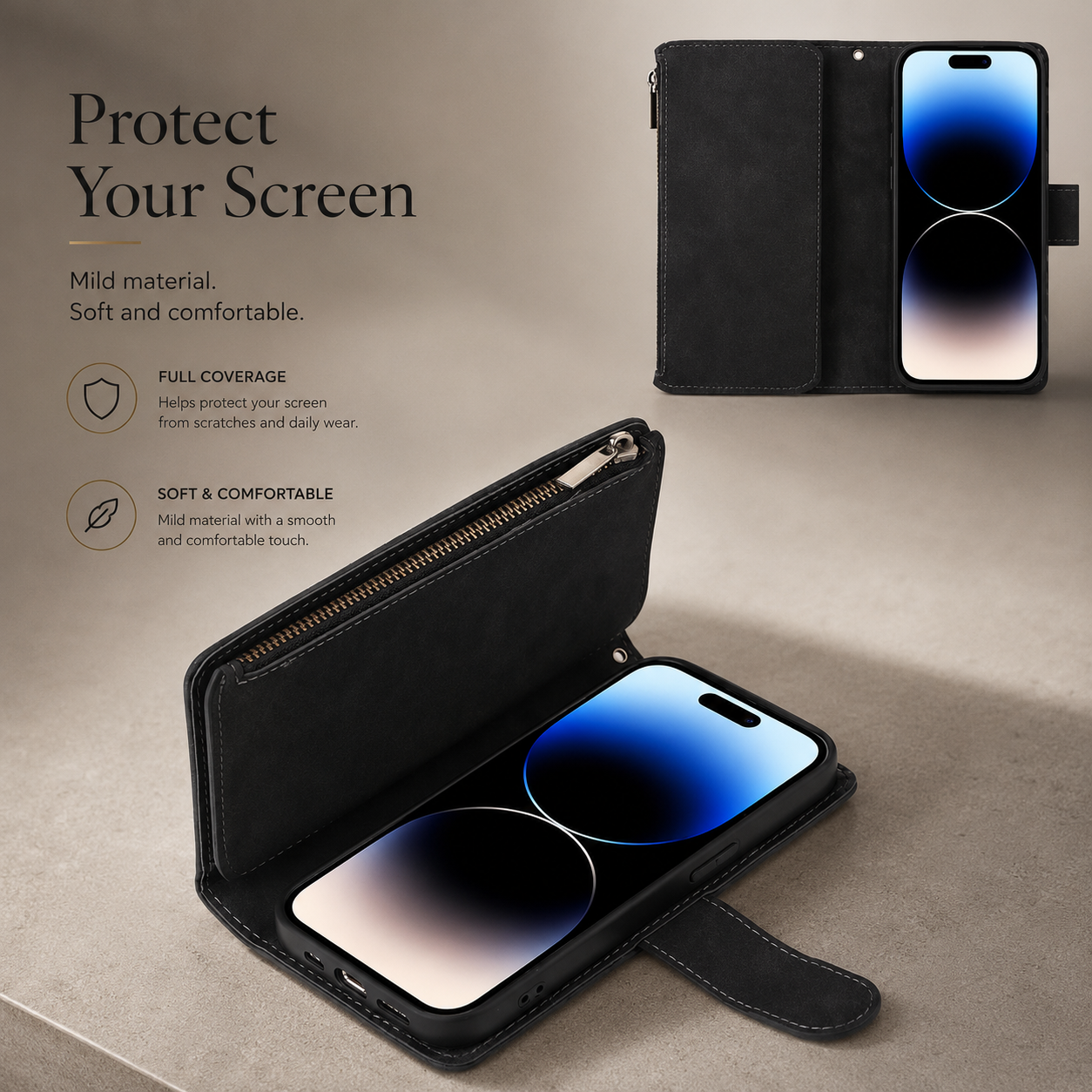 Premium iPhone Case Wallet MagSafe Compatible Leather Card Holder Cover Magnetic Closure Protection