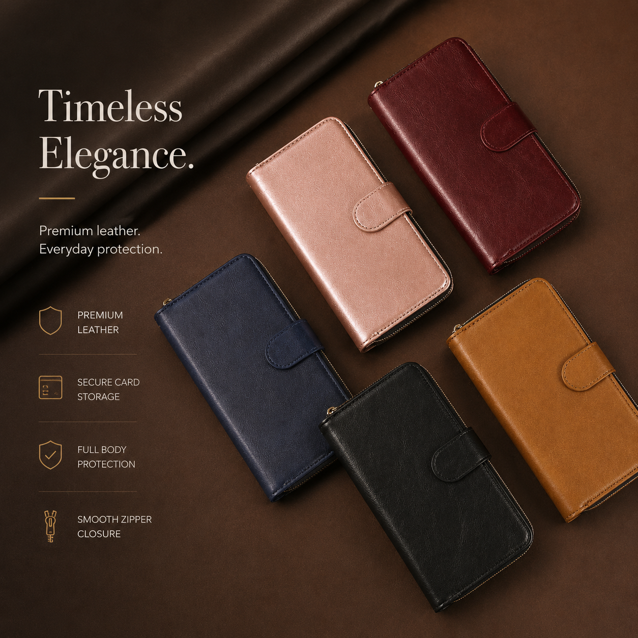Premium iPhone Case Wallet MagSafe Compatible Leather Card Holder Cover Magnetic Closure Protection