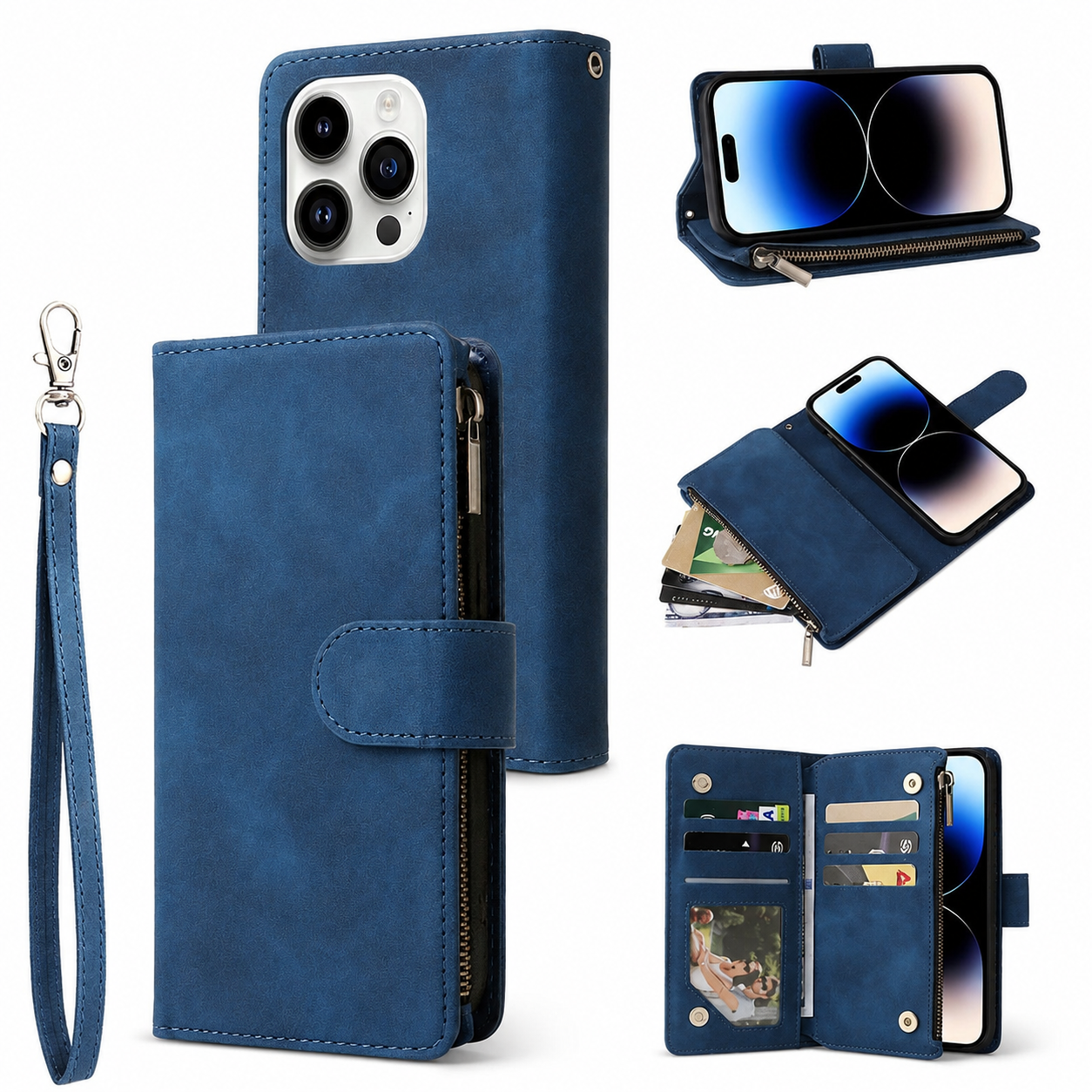 Premium iPhone Case Wallet MagSafe Compatible Leather Card Holder Cover Magnetic Closure Protection
