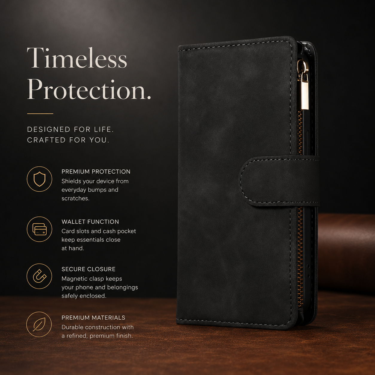 Premium iPhone Case Wallet MagSafe Compatible Leather Card Holder Cover Magnetic Closure Protection