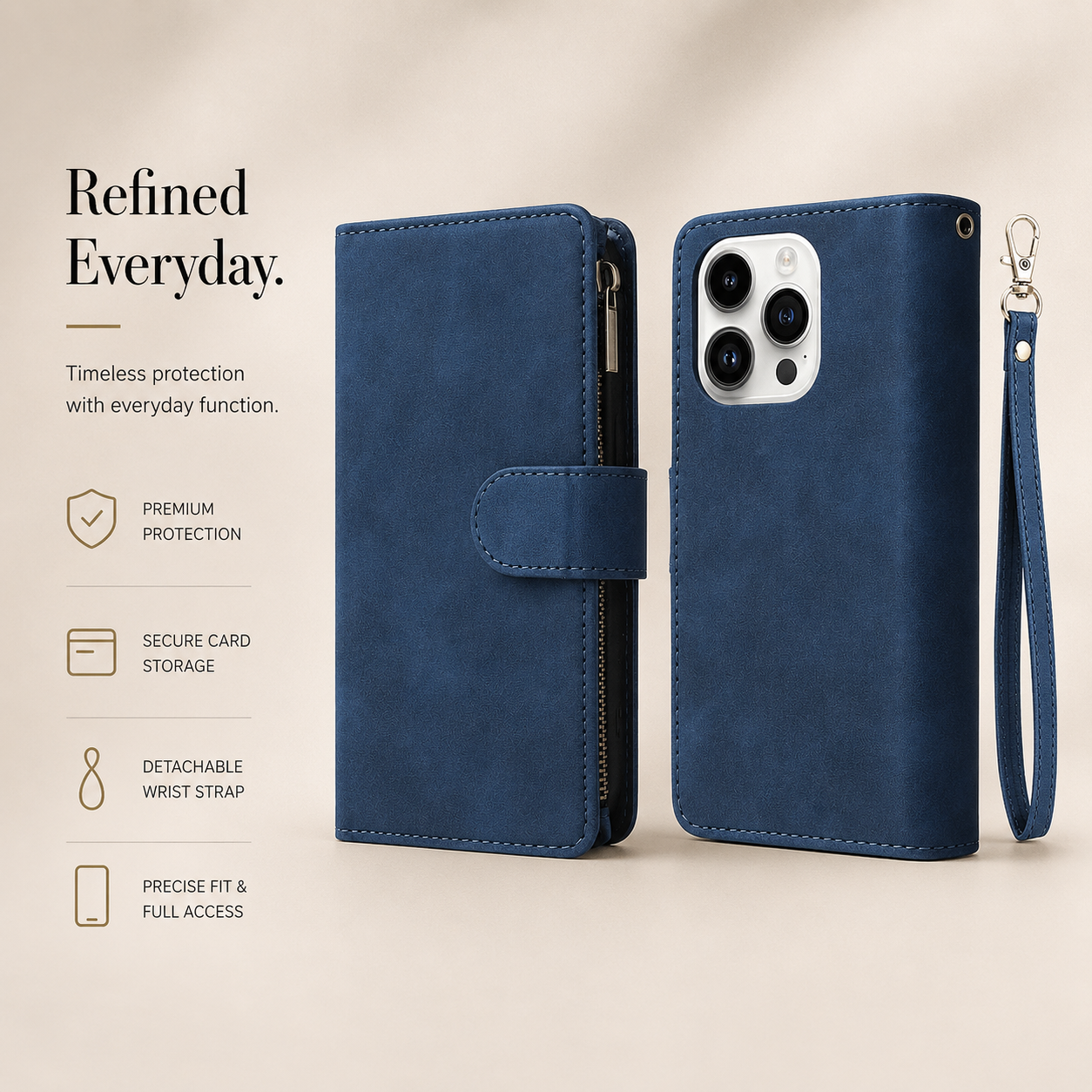 Premium iPhone Case Wallet MagSafe Compatible Leather Card Holder Cover Magnetic Closure Protection