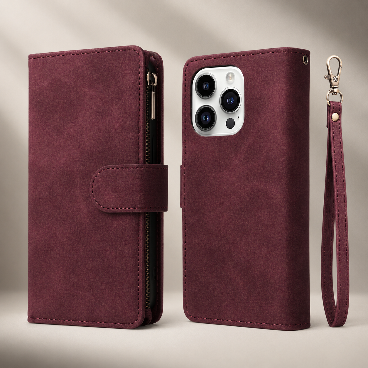 Premium iPhone Case Wallet MagSafe Compatible Leather Card Holder Cover Magnetic Closure Protection