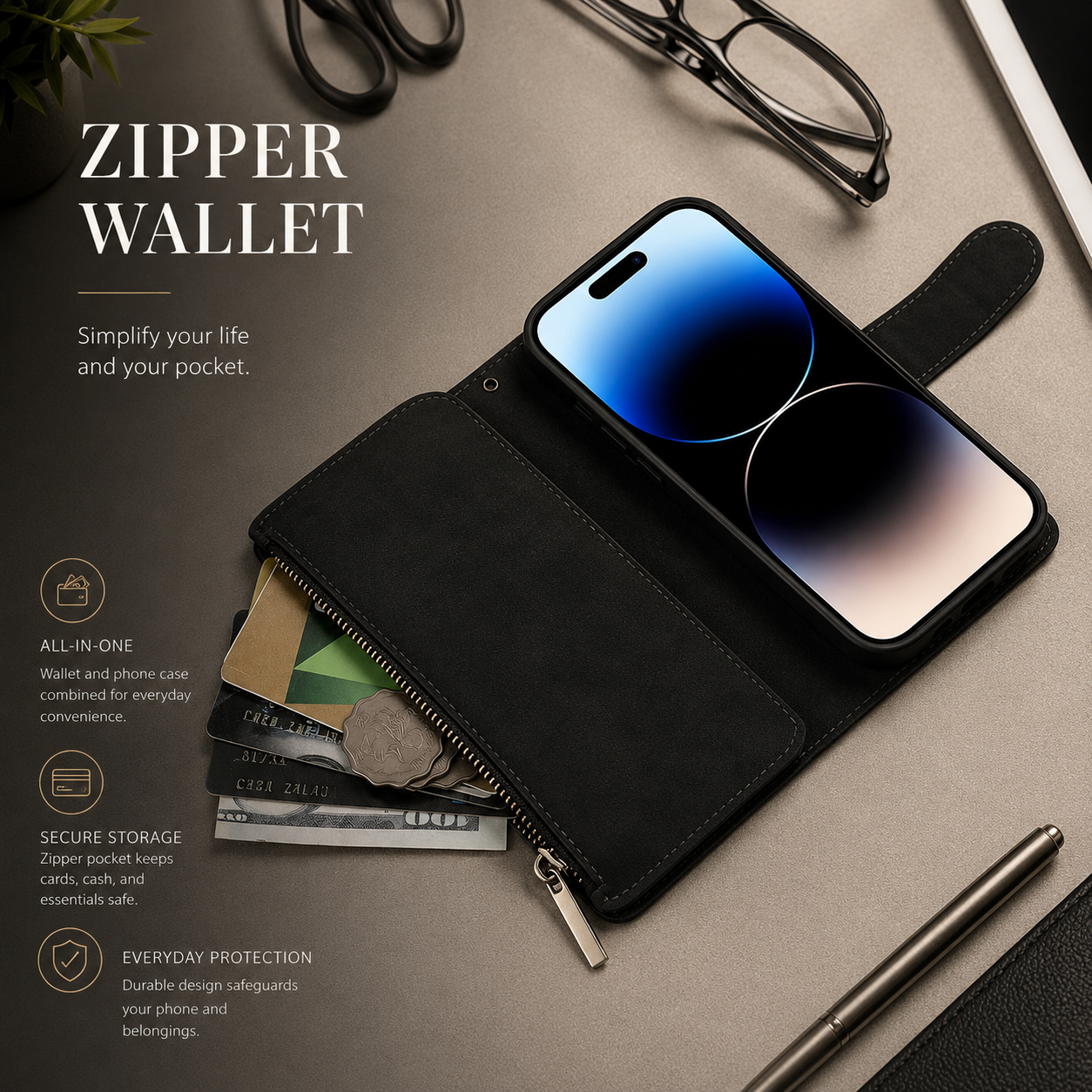 Premium iPhone Case Wallet MagSafe Compatible Leather Card Holder Cover Magnetic Closure Protection