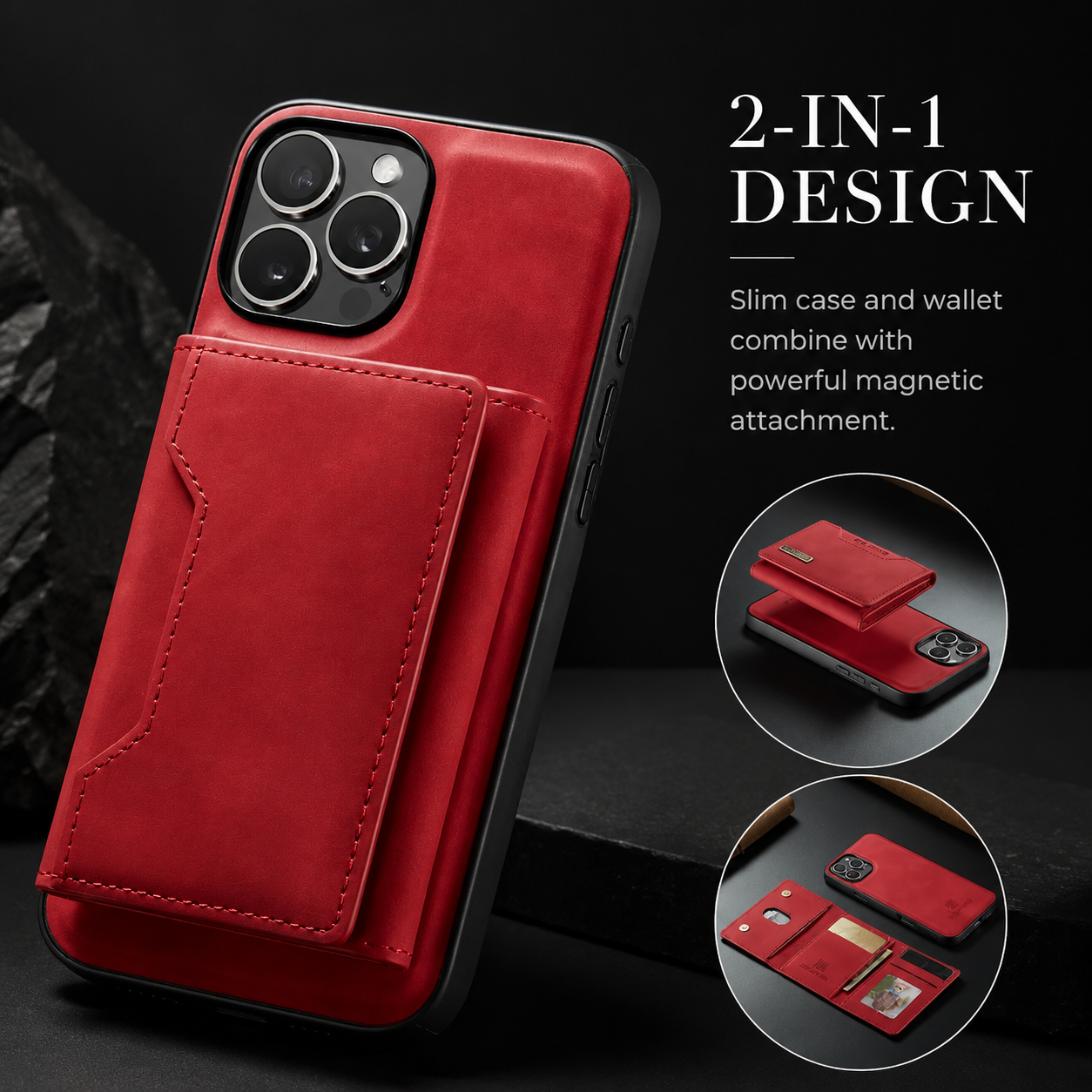 Premium iPhone Case Wallet MagSafe Compatible Leather Card Holder Cover Shockproof Slim Protection