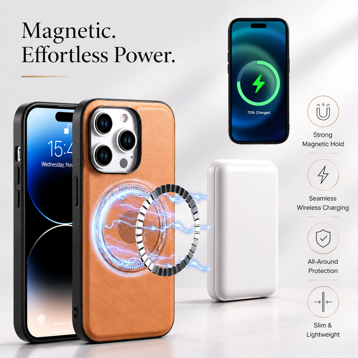 Premium iPhone Case Wallet MagSafe Compatible Leather Card Holder Cover Shockproof Slim Protection