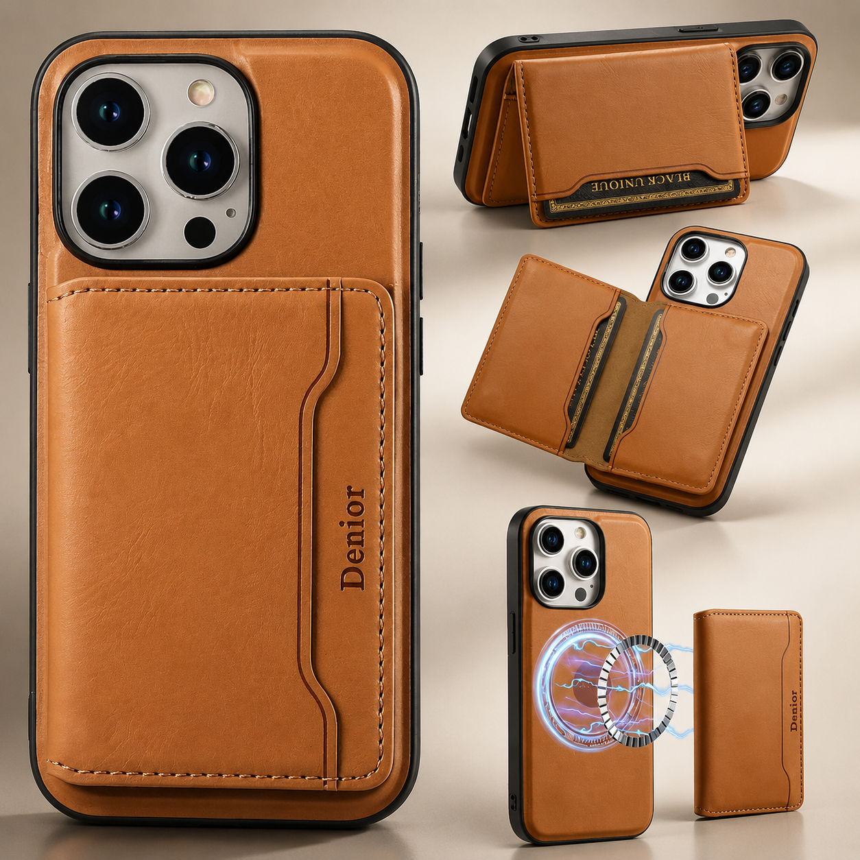 Premium iPhone Case Wallet MagSafe Compatible Leather Card Holder Cover Shockproof Slim Protection