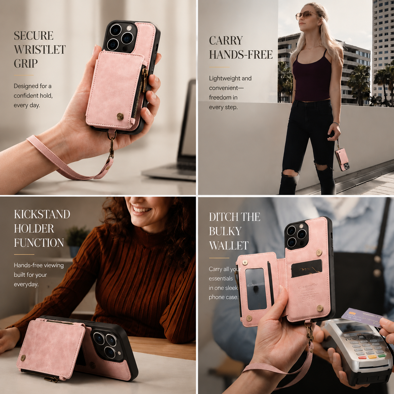 Premium iPhone Case Wallet MagSafe Compatible Leather Card Holder Stand Cover Shockproof Protection
