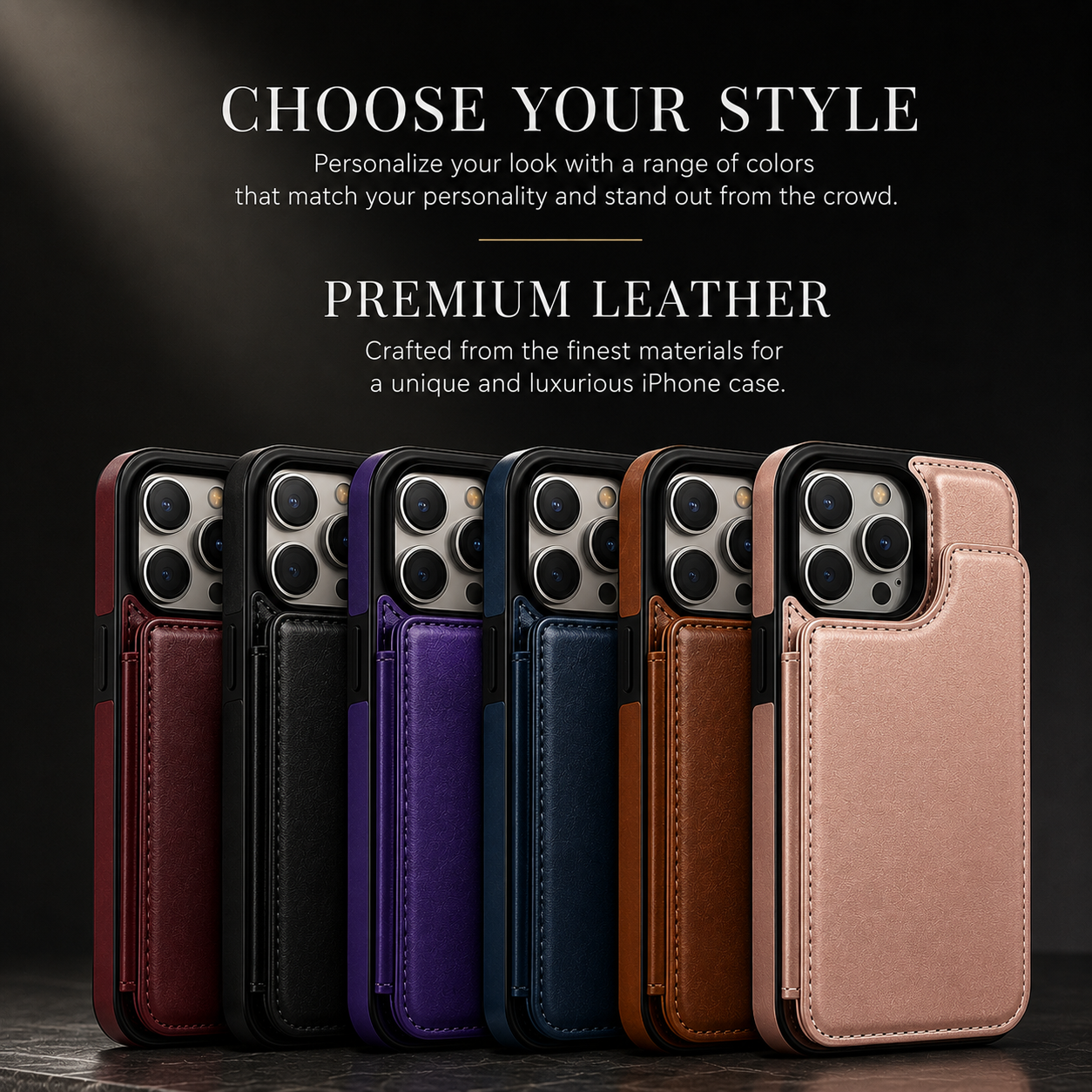 Premium iPhone Case Wallet MagSafe Compatible Leather Flip Cover RFID Card Holder Protection