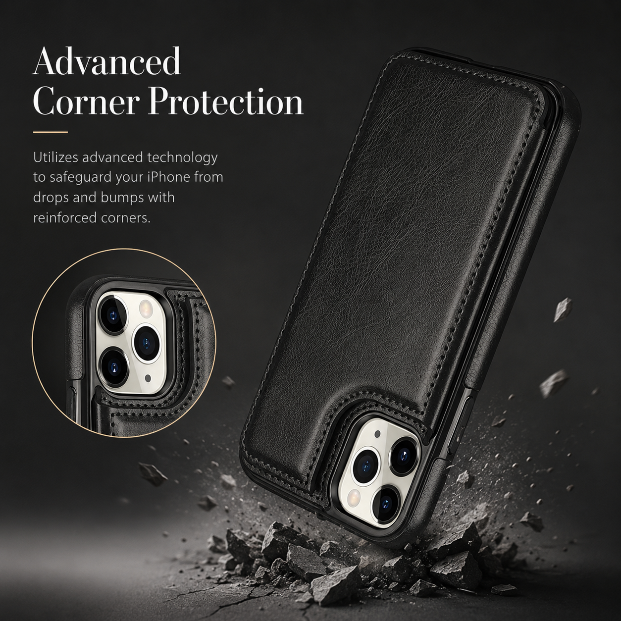 Premium iPhone Case Wallet MagSafe Compatible Leather Flip Cover RFID Card Holder Protection