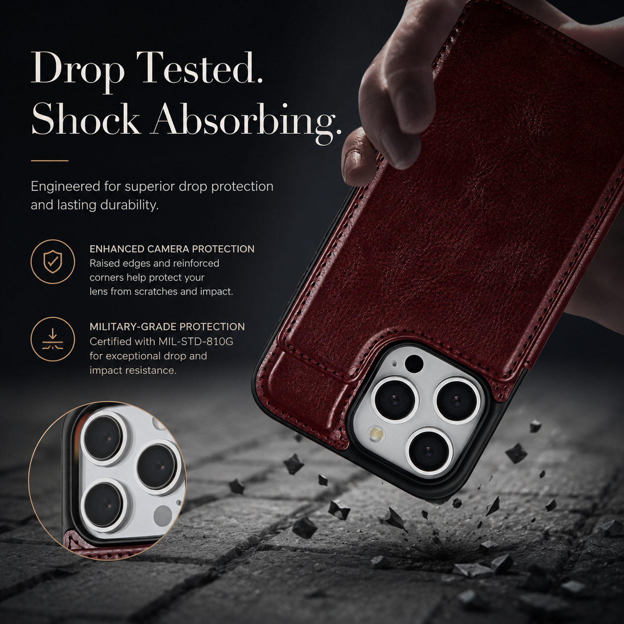Premium iPhone Case Wallet MagSafe Compatible Leather Flip Cover RFID Card Holder Protection