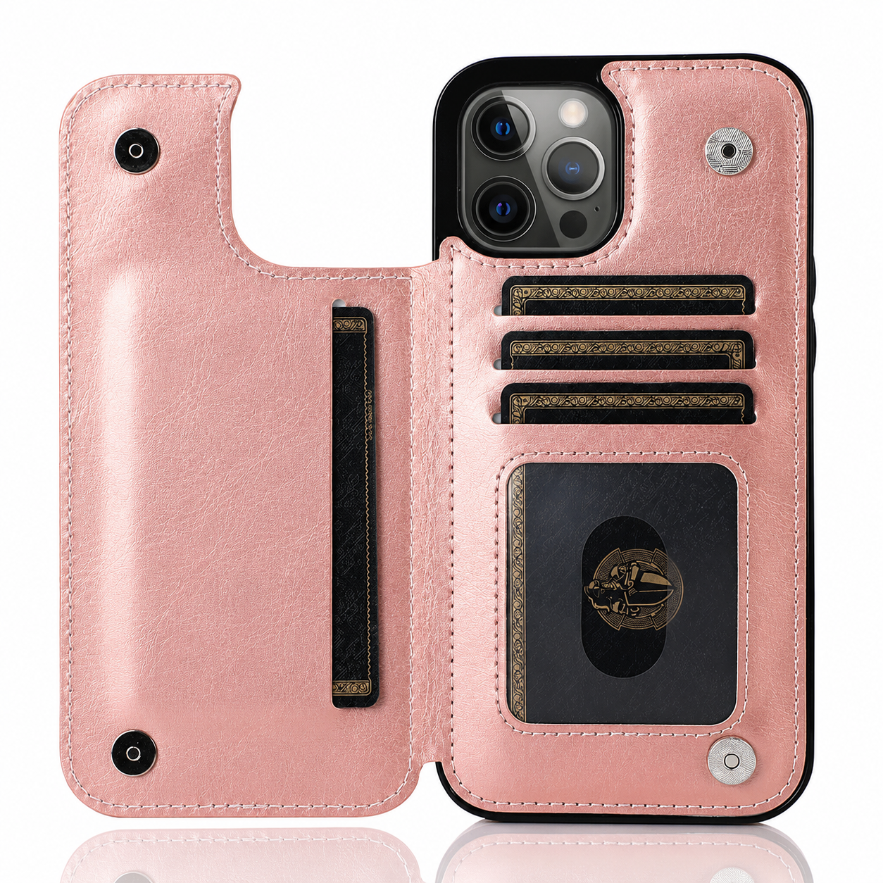 Premium iPhone Case Wallet MagSafe Compatible Leather Flip Cover RFID Card Holder Protection
