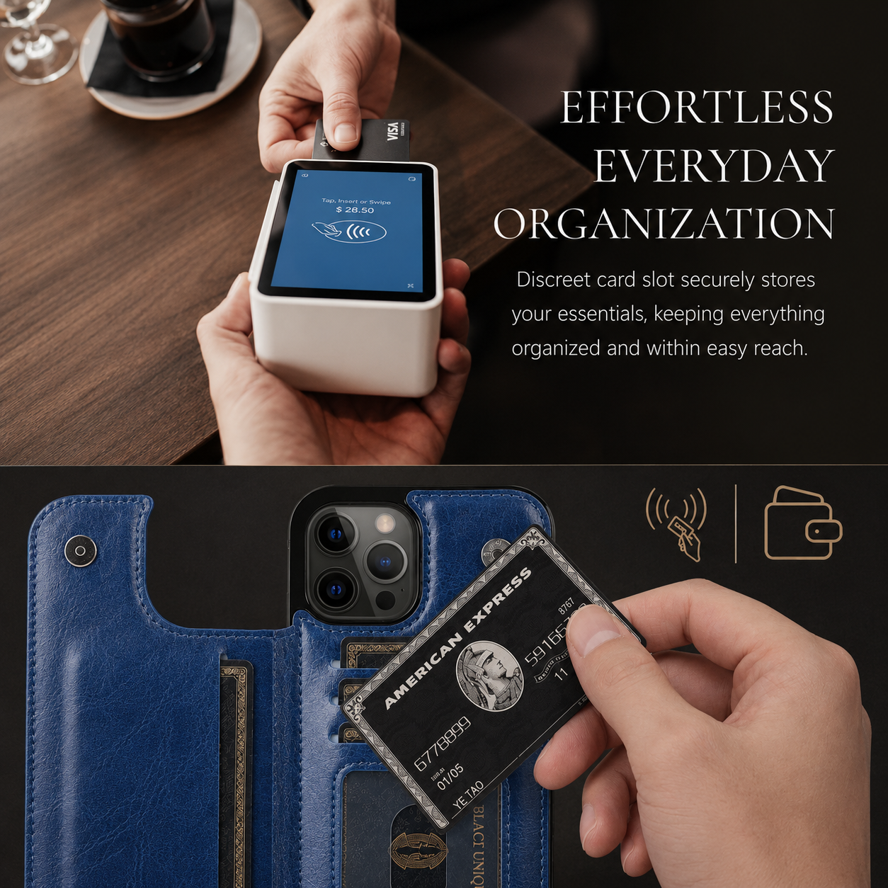 Premium iPhone Case Wallet MagSafe Compatible Leather Flip Cover RFID Card Holder Protection