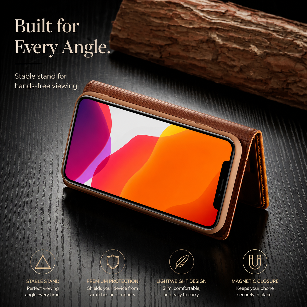Premium iPhone Case Wallet MagSafe Compatible Leather Flip Cover SIM Card Holder Protection