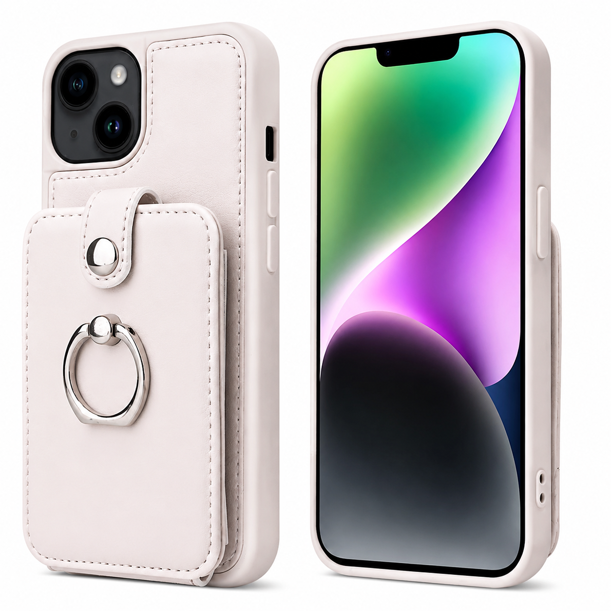 Premium iPhone Case Wallet MagSafe Compatible Leather Vertical Card Holder Ring Stand Cover Protection