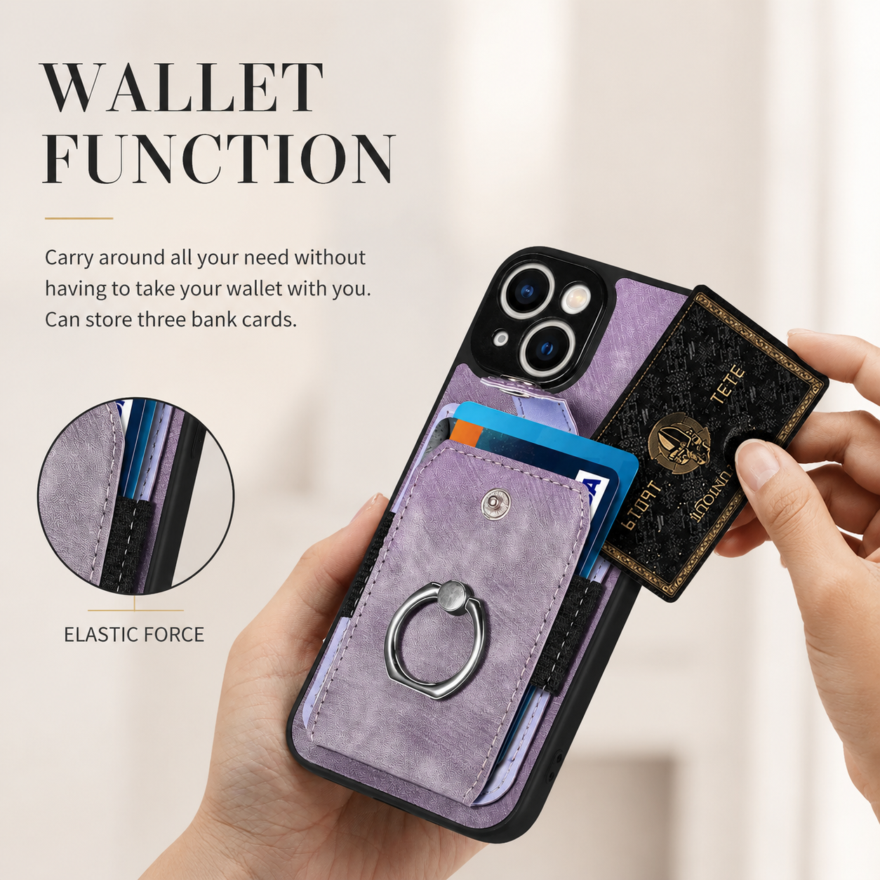 Premium iPhone Case Wallet MagSafe Compatible Leather Vertical Card Holder Ring Stand Cover Protection