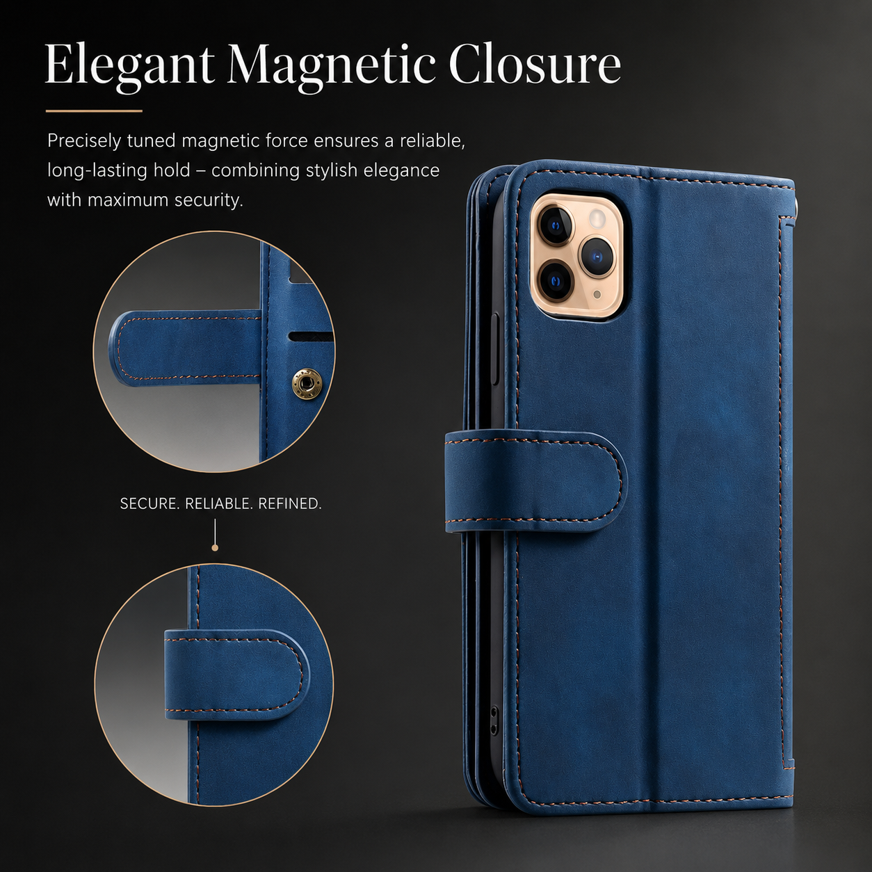 Premium iPhone Case Wallet MagSafe Compatible Leather Zipper Cover Card Holder Stand Strap Protection
