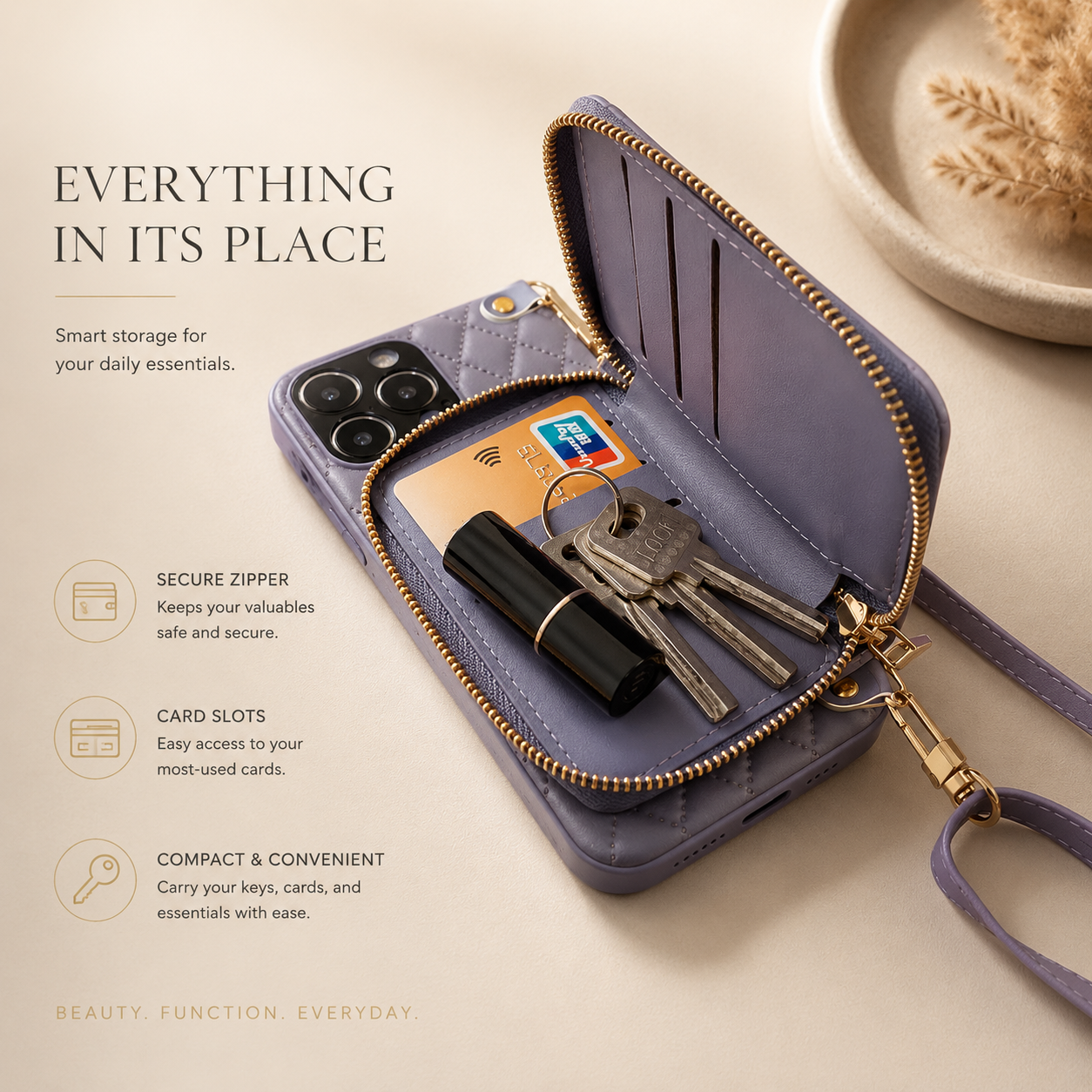 Premium iPhone Case Wallet MagSafe Compatible Leather Zipper Crossbody Cover Card Holder Protection