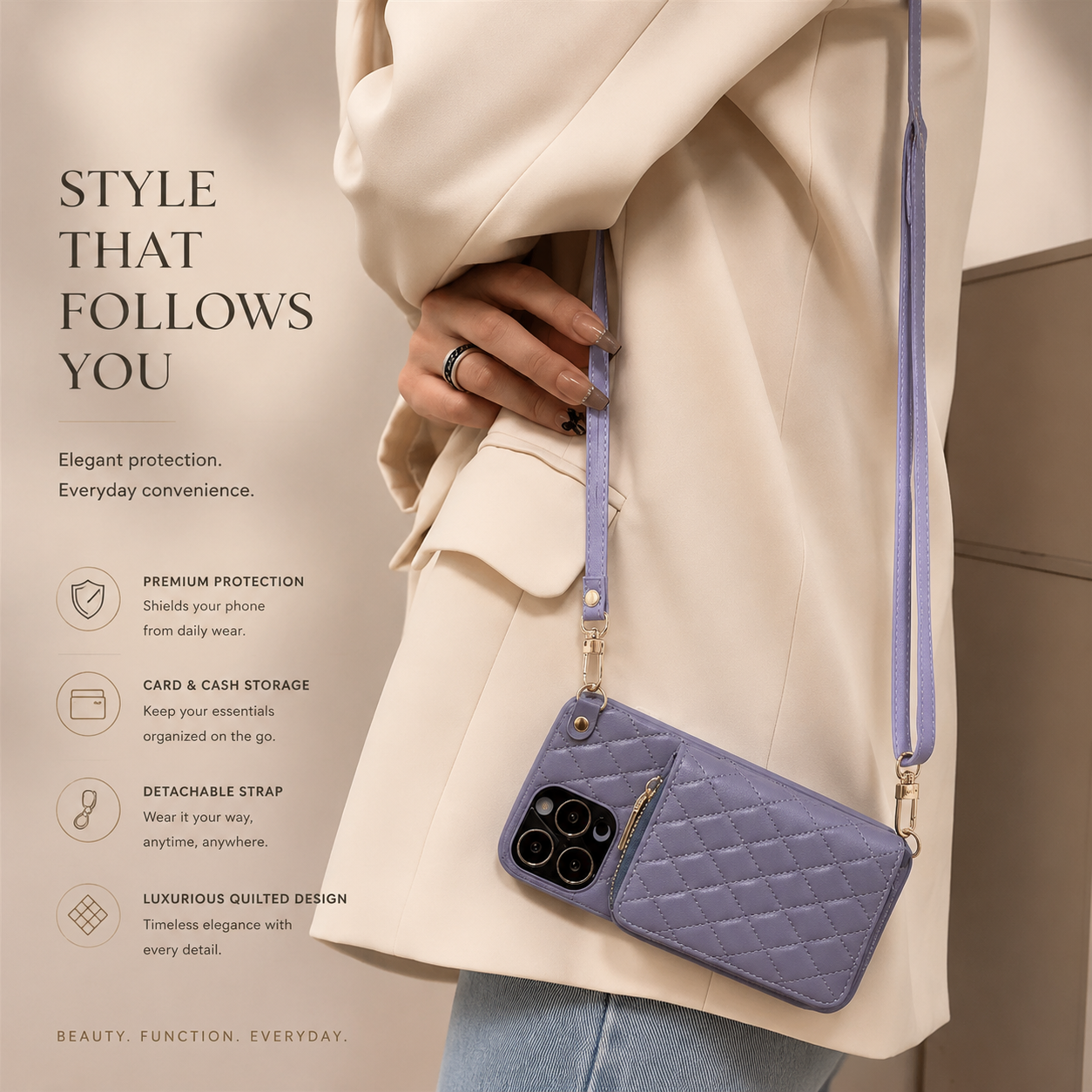 Premium iPhone Case Wallet MagSafe Compatible Leather Zipper Crossbody Cover Card Holder Protection